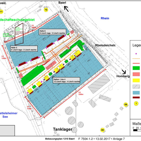 Grafik BauplanungQuelle: Alpha Industrial/Hagedorn  Markierung schwarz: fertig gestellt, rot: in bau, gelb: geplant